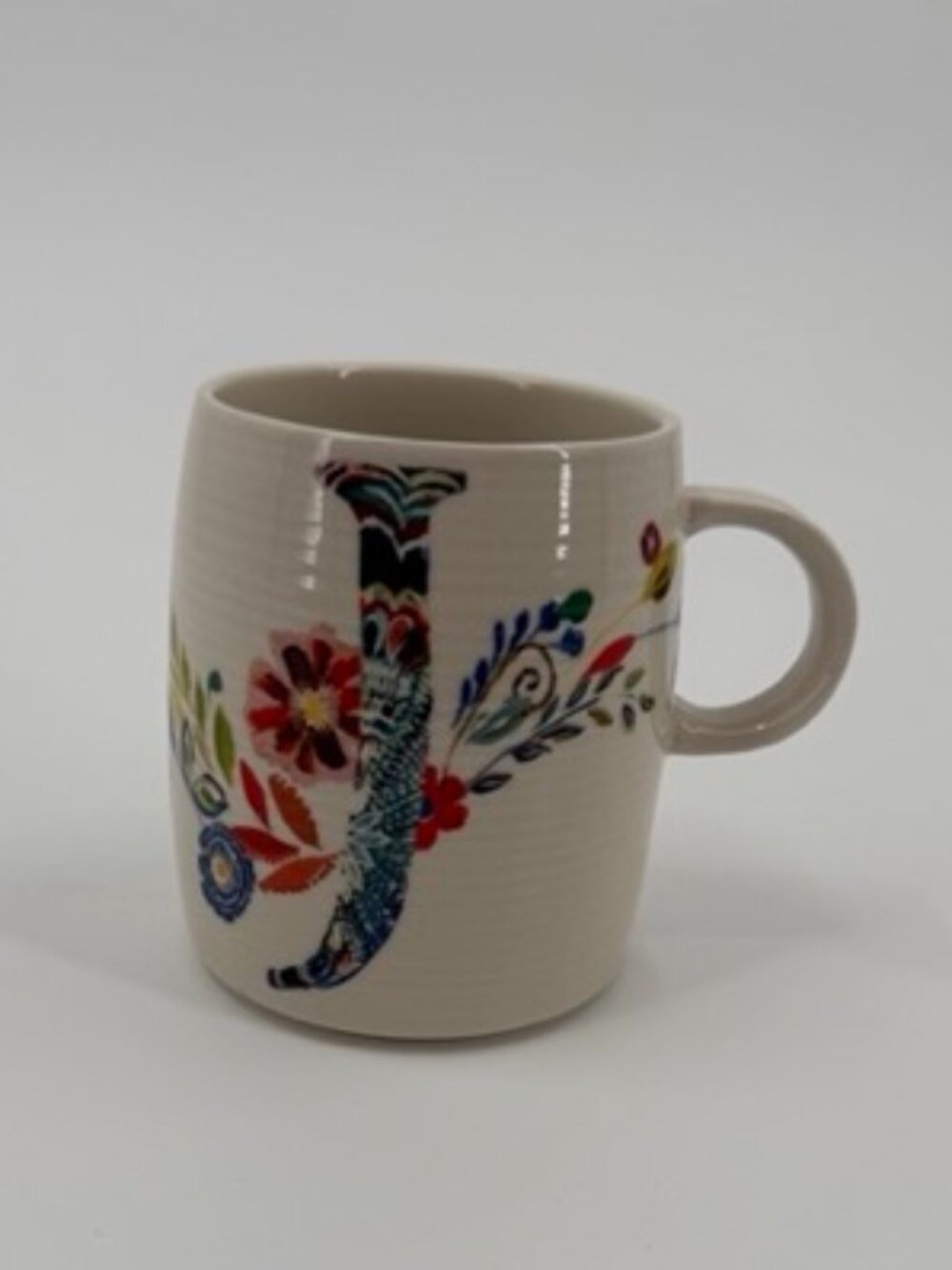 Anthropologie Mug Starla M Hoffman Monogram Letter 'J ' Petal Palette Coffee Cup